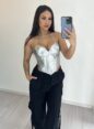 corselet vinil raquel prata