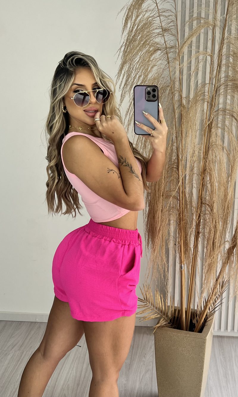 short verão rosa short verão rosa
