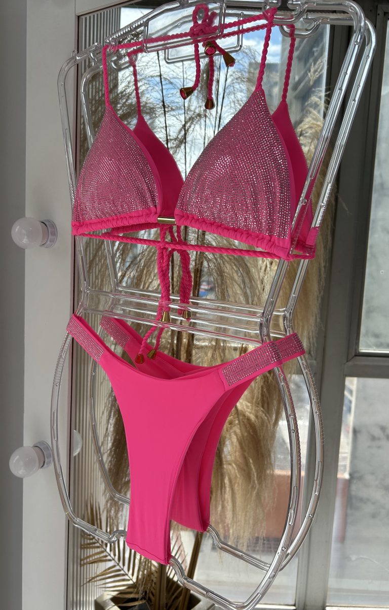 biquíni strass rosa neon biquíni strass rosa neon