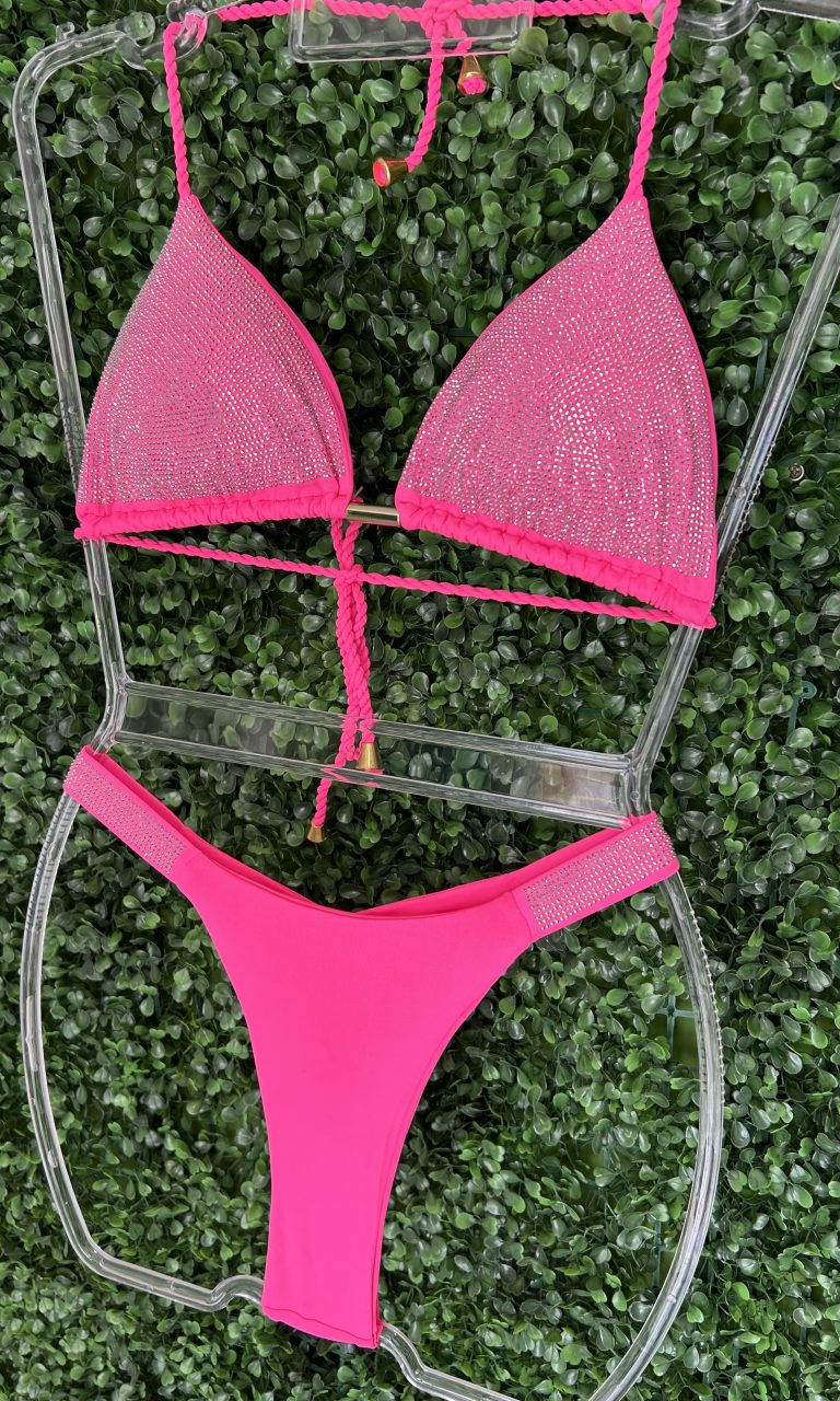biquíni strass rosa neon biquíni strass rosa neon