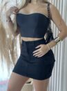 saia jeans cargo fátima preto