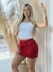 short jeans branco glamouroso
