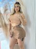 short saia alfaiataria marrom