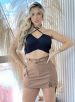 short saia alfaiataria marrom