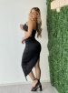 vestido midi acetinado pérola preto