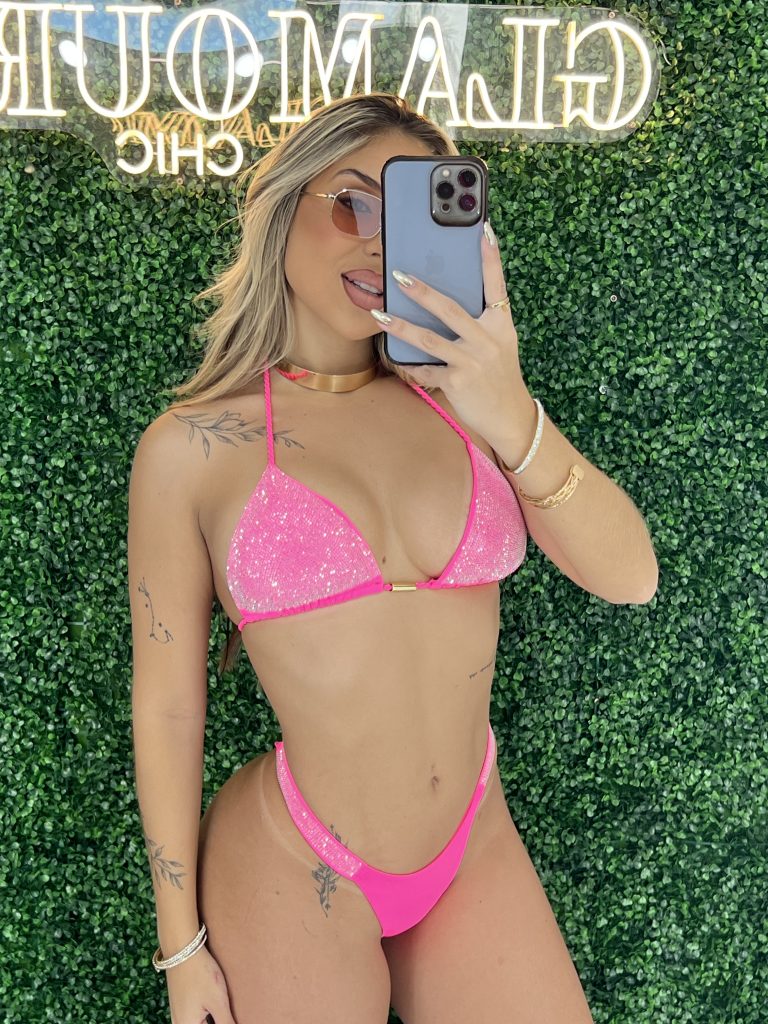 biquíni strass rosa neon biquíni strass rosa neon