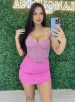 saia com short neca rosa