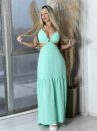 vestido longo flora verde Água