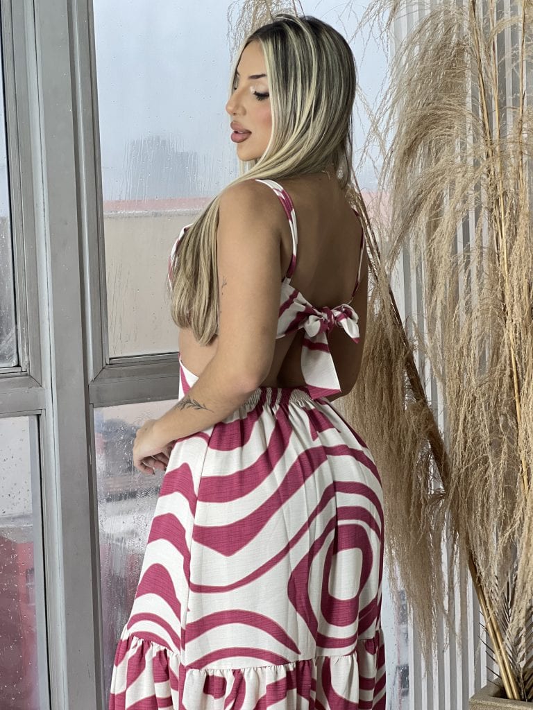 vestido longo flora estampado fúcsia vestido longo flora estampado fúcsia