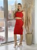 conjunto top e saia midi donna chica vermelho