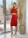 conjunto top e saia midi donna chica vermelho