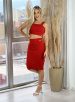 conjunto top e saia midi donna chica vermelho
