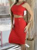 conjunto top e saia midi donna chica vermelho