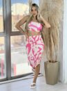conjunto midi juju estampado rosa