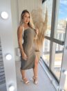 vestido midi heshy verde militar
