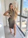vestido midi heshy verde militar