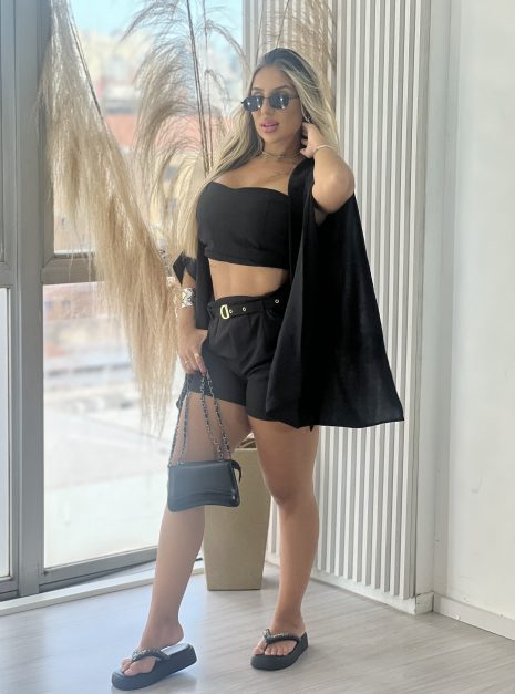 conjunto kimono cropped preto
