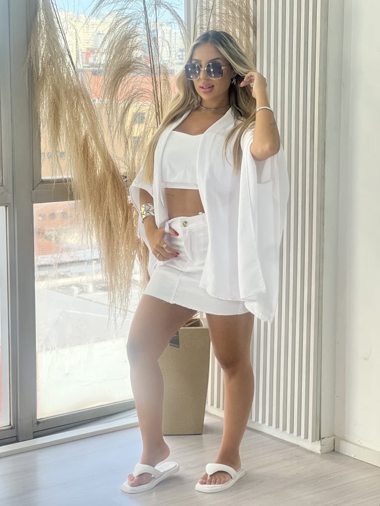 conjunto kimono cropped branco conjunto kimono cropped branco