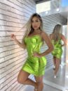 vestido metalizado carnaval verde