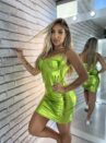 vestido metalizado carnaval verde