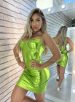 vestido metalizado carnaval verde