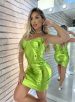 vestido metalizado carnaval verde