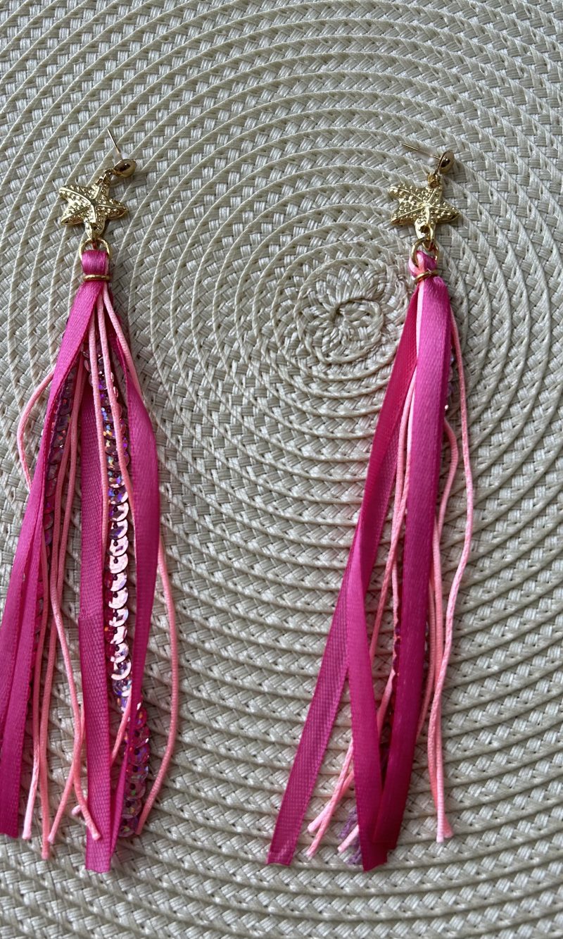 brinco alongado carnaval rosa pink