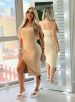 vestido midi heshy bege