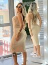 vestido midi heshy bege
