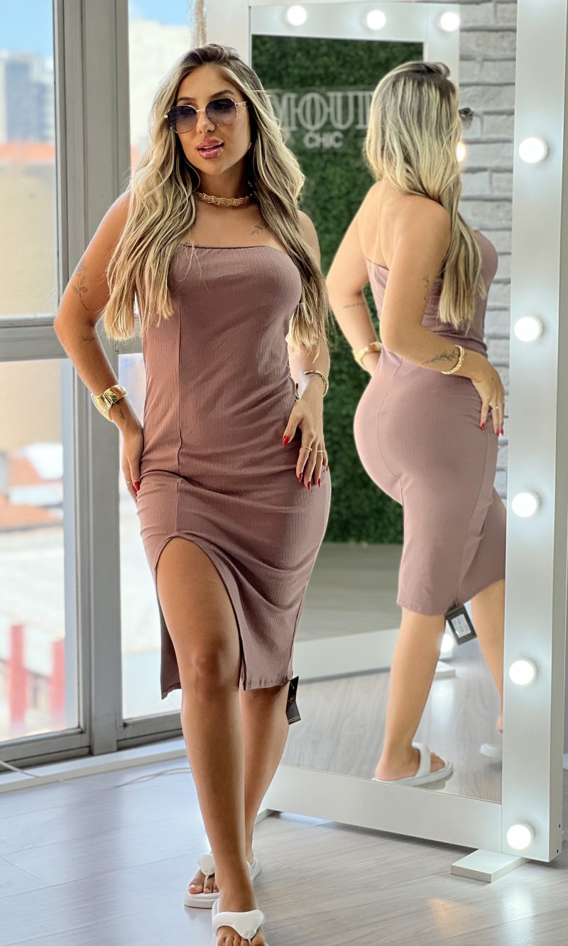 vestido midi heshy chocolate