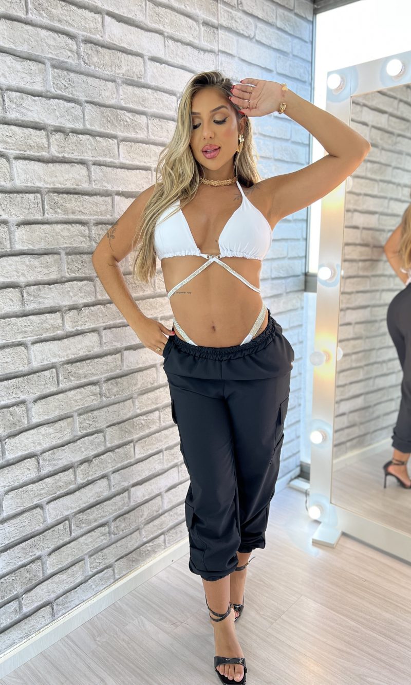 conjunto diamante preto/branco