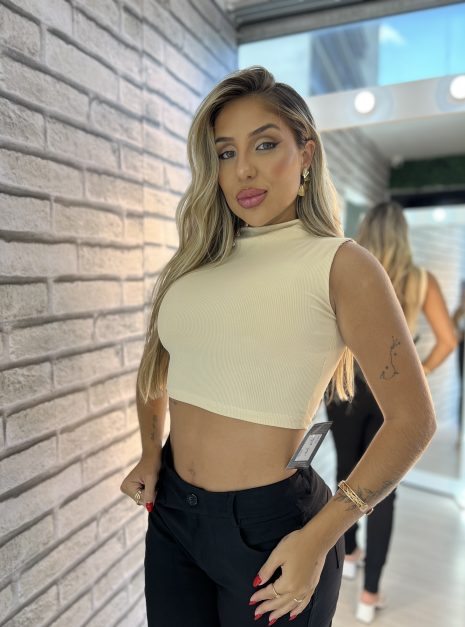 cropped jaque bege