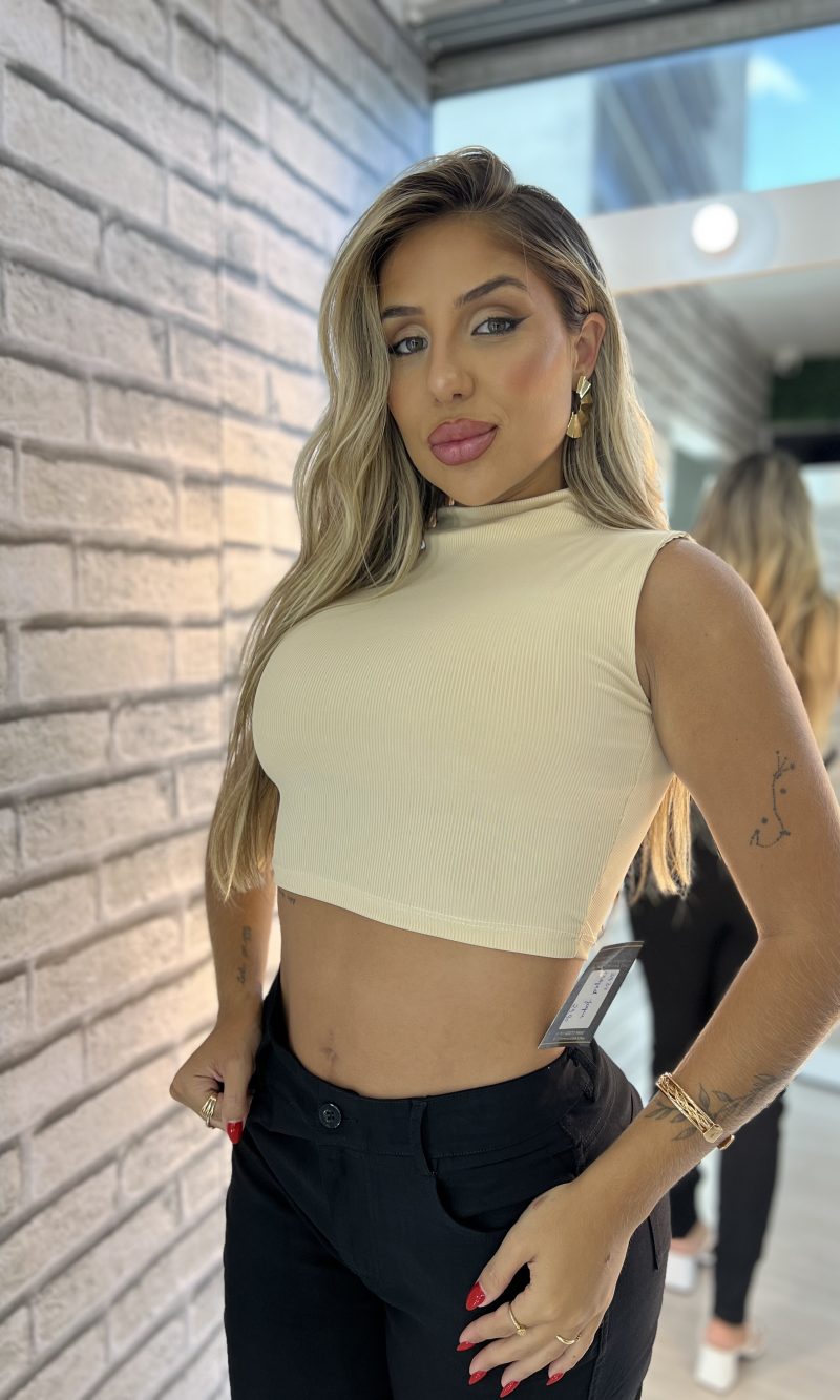 cropped jaque bege