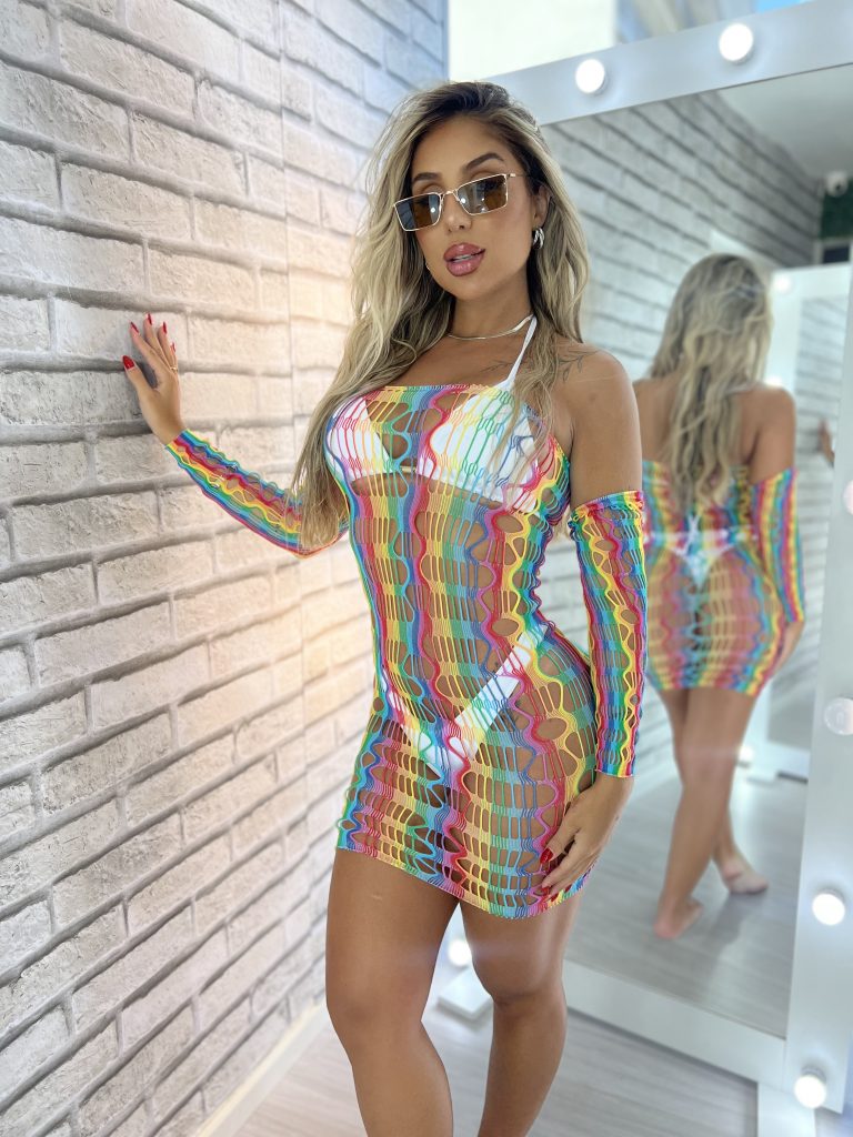 vestido arrastão adália colorido