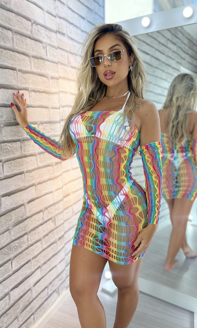 vestido arrastão adália colorido