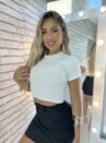 blusa cropped manu off white