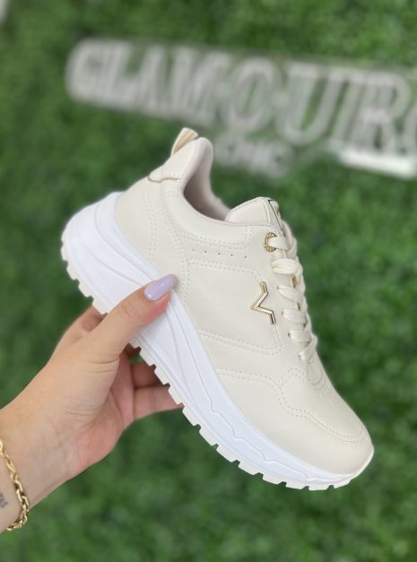tênis casual jogging marfim via marte 136 002 15