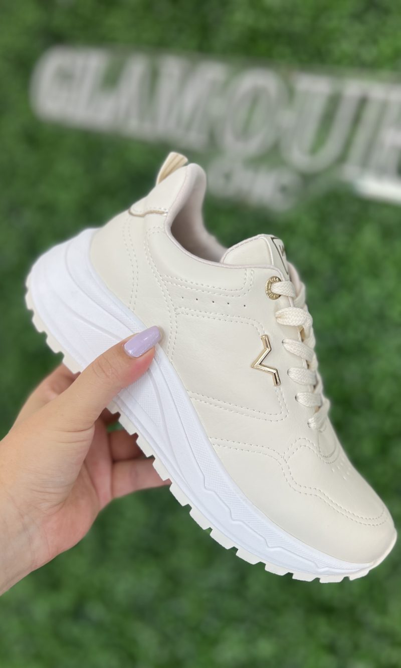 tênis casual jogging marfim via marte 136 002 15