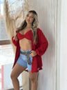 conjunto chemise top betina vermelho