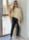 blusa capa com top bege