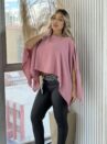 blusa capa com top rosé