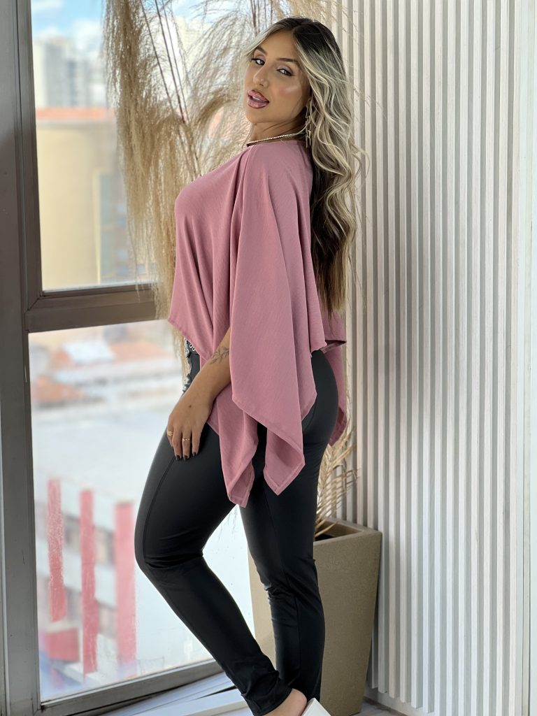 blusa capa com top rosé blusa capa com top rosé