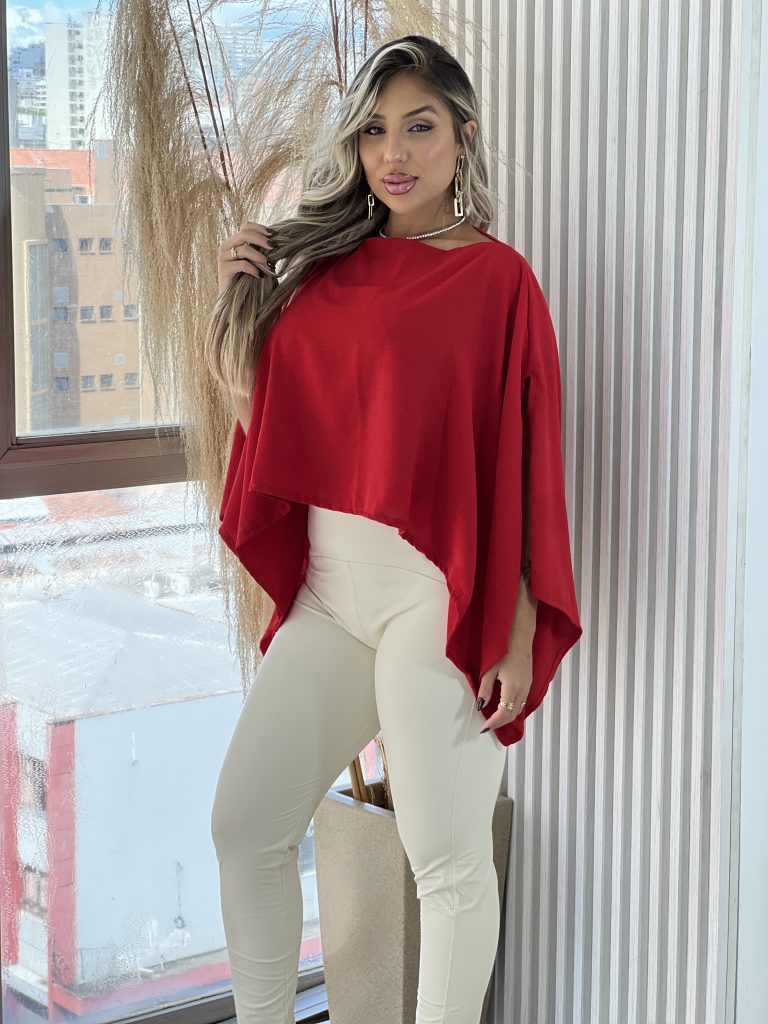 blusa capa com top vermelho blusa capa com top vermelho