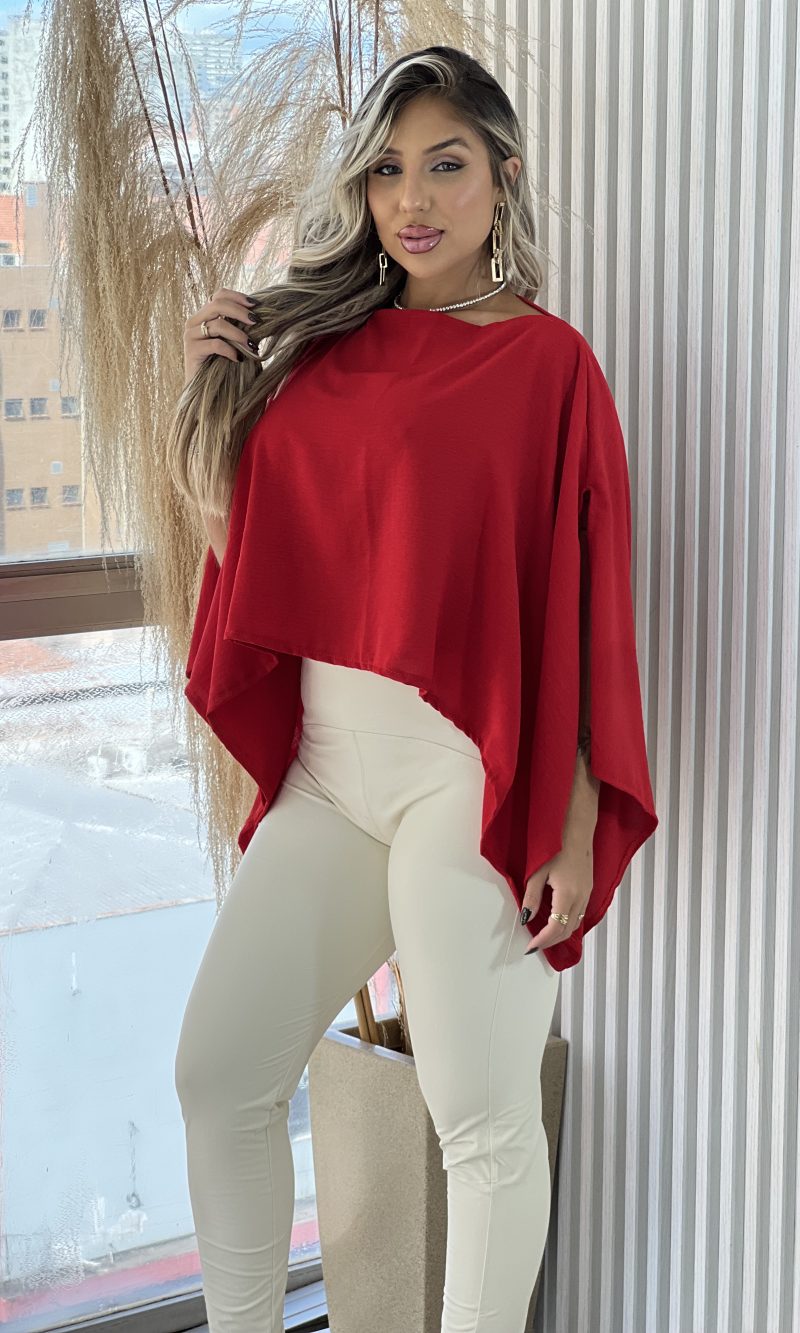 blusa capa com top vermelho blusa capa com top vermelho