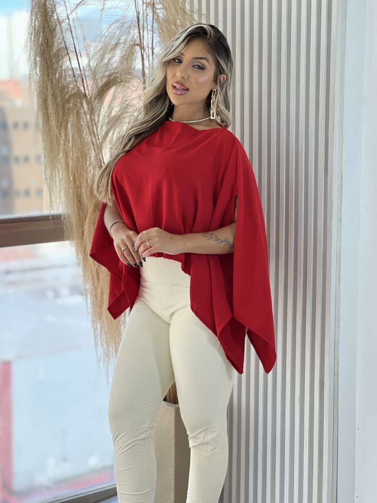 blusa capa com top vermelho blusa capa com top vermelho