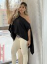 blusa capa com top preto