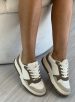 tênis casual bege/marrom claro/off white via marte 219 002 04