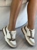 tênis casual bege/marrom claro/off white via marte 219 002 04