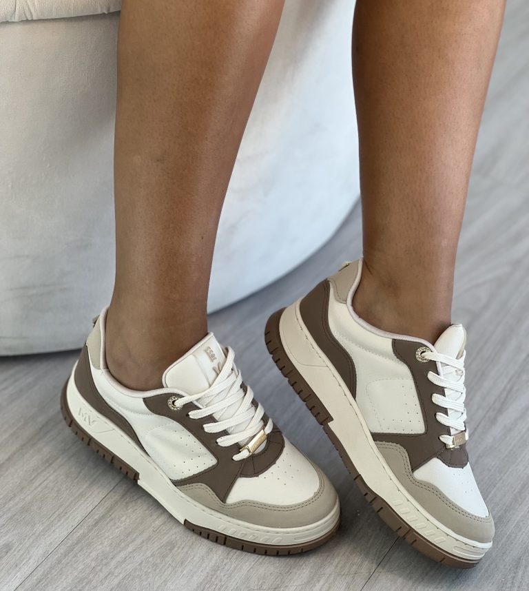 tênis casual bege/marrom claro/off white via marte 219 002 04 tênis casual bege/marrom claro/off white via marte 219 002 04
