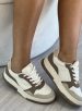 tênis casual bege/marrom claro/off white via marte 219 002 04